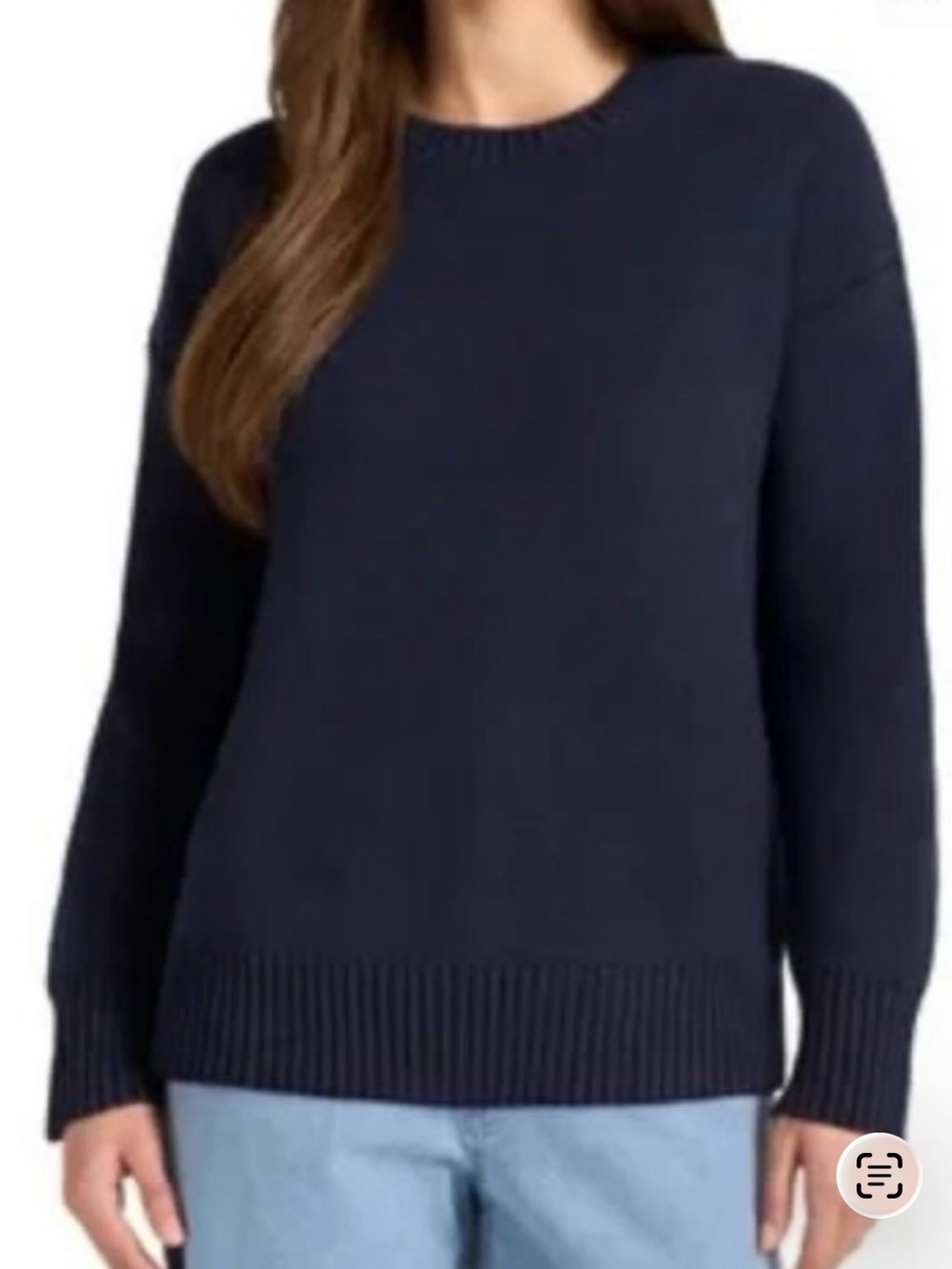 Matty Med Woman’s Navy Crewneck light knit texture sweater casual business. 1186